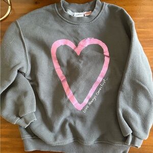Zara Gray Sweatshirt with Pink Heart